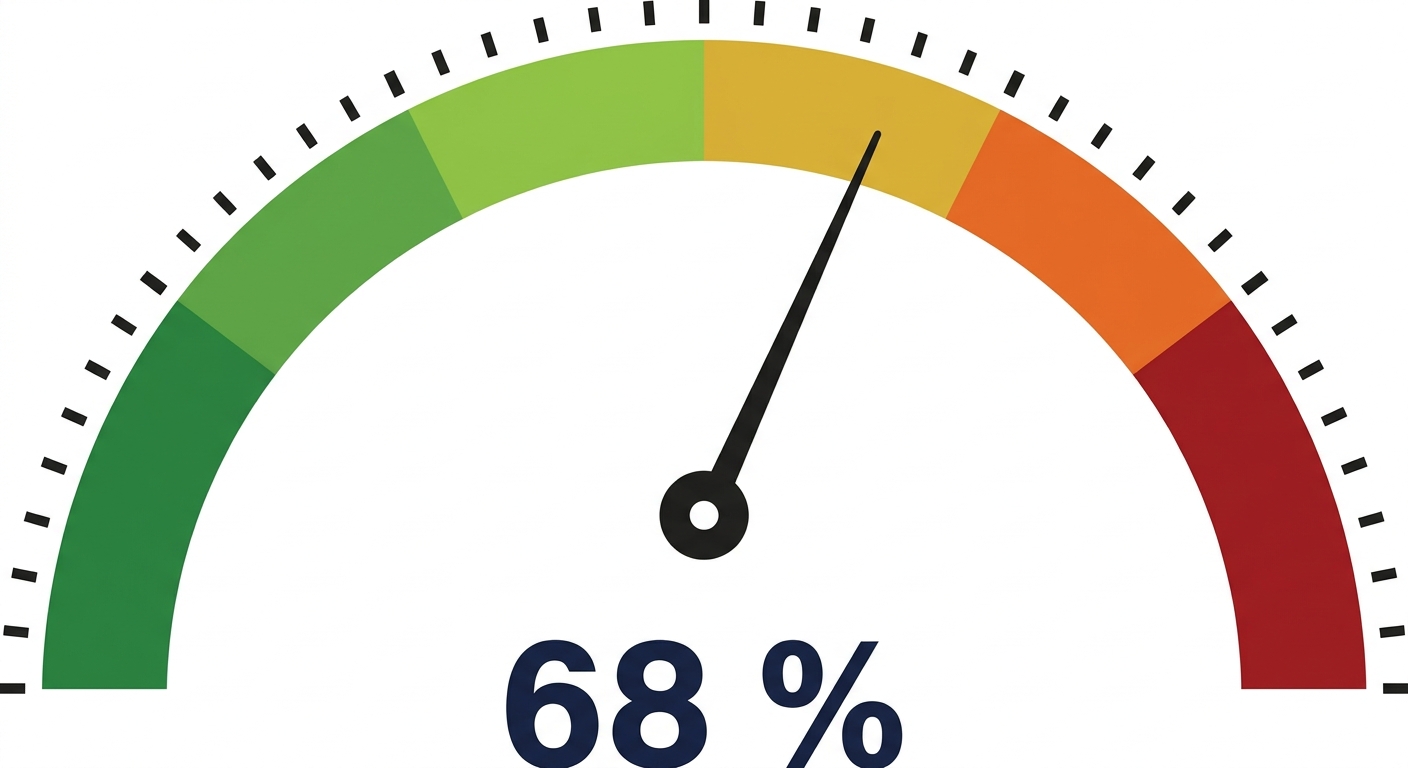 Tachometer-Skala zeigt 68 %